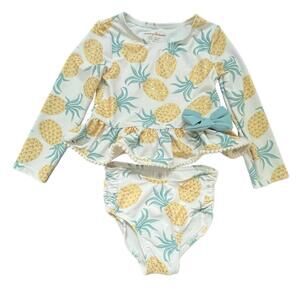 Tommy Bahama Kids Pineapple Swim Rashguard Set - Yellow and Green - 3T